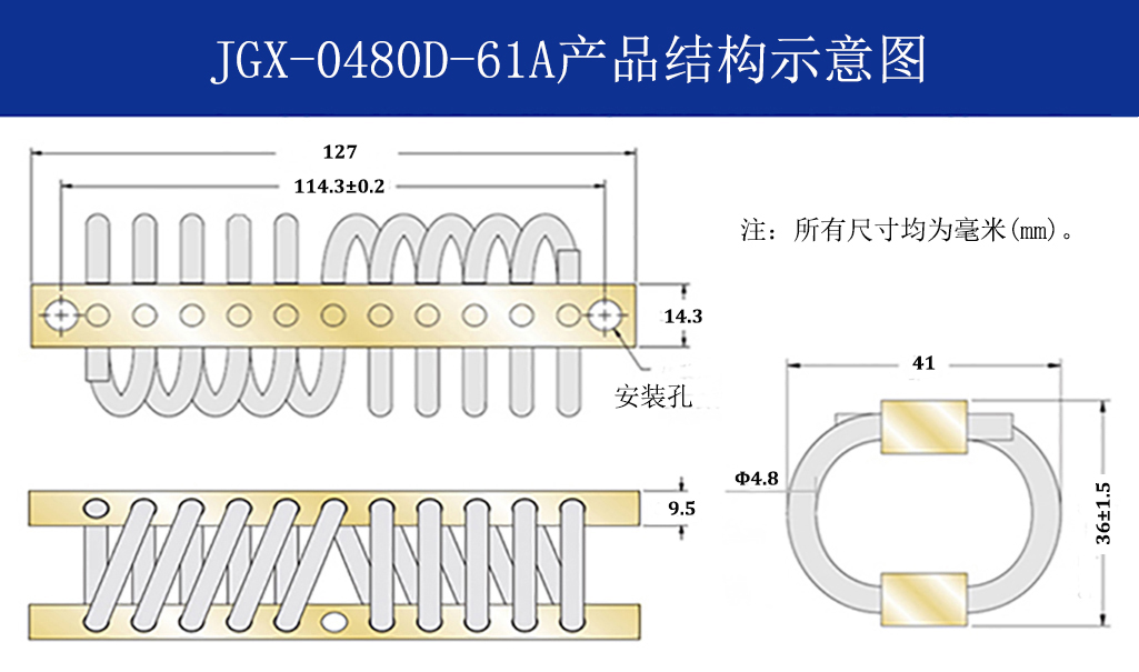 JGX-0480D-61A多應用鋼絲繩隔振器結(jié)構(gòu)